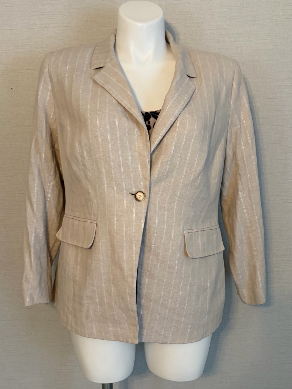 Women's Size 14 Loft Plus Pinstripe Blazer Jacket